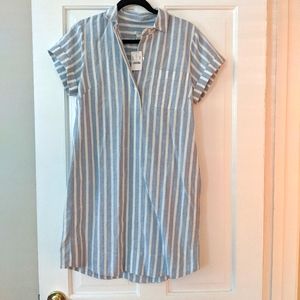 JCrew white and blue stripe dress NWT